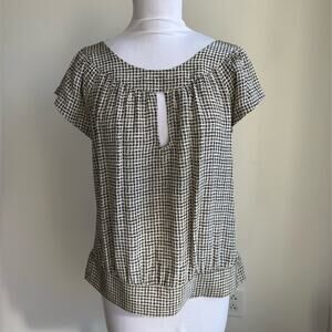 TWELFTH STREET BY CYNTHIA VINCENT BLACK AND WHITE SILK BLOUSE SIZE SMALL